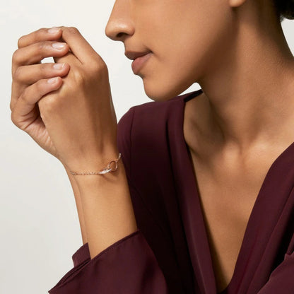 [Amore Jewelry]LOVE DOUBLE RING HALF DIAMOND BRACELET