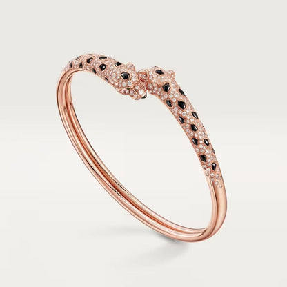 [Amore Jewelry]PANTHERE DOUBLE HEADED HALF DIAMOND OPEN BRACELET