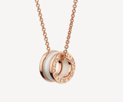 [Amore Jewelry]ZERO 1 WHITE CERAMIC PINK GOLD NECKLACE
