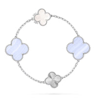 [Amore Jewelry]DETACHABLE CLOVER 15(11+4) FLOWER SILVER NECKLACE SET