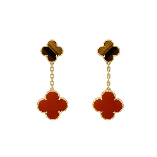 [Amore Jewelry]CLOVER  2 MOTIF  TIGER EYE CARNELIAN EARRINGS