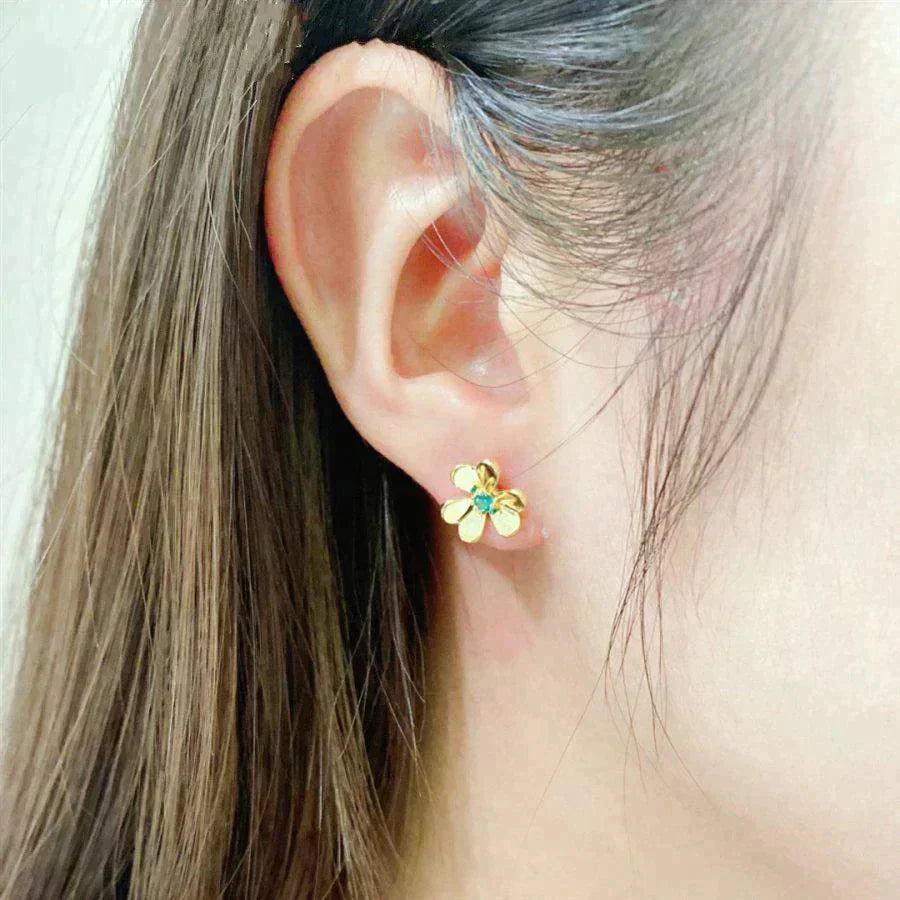 [Amore Jewelry]FRIVOLE  FLOWER MALACHITE EARRINGS