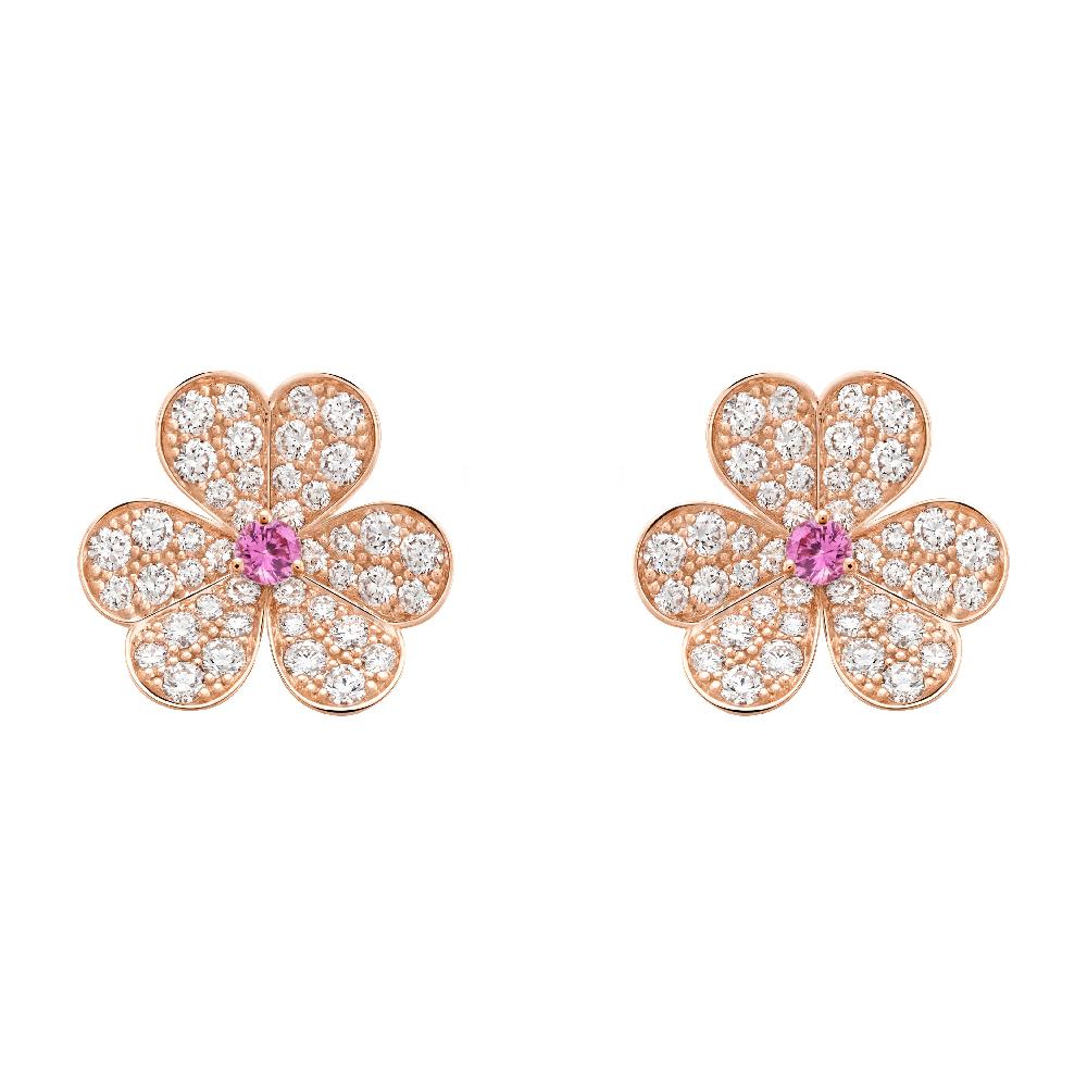 [Amore Jewelry]FRIVOLE PINK GOLD FLOWER DIAMOND EARRINGS