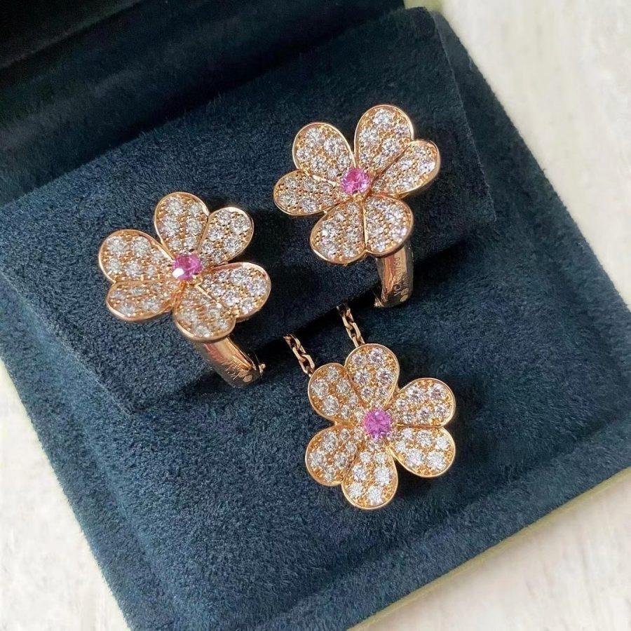 [Amore Jewelry]FRIVOLE PINK GOLD FLOWER DIAMOND EARRINGS