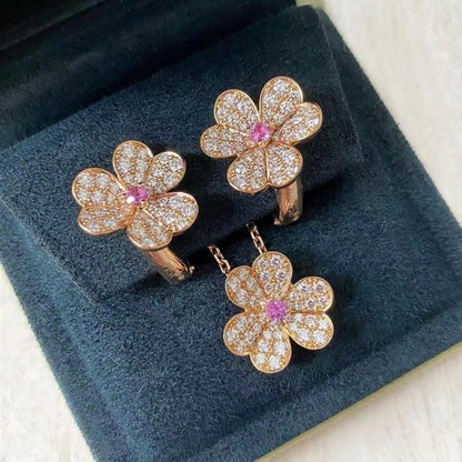 [Amore Jewelry]FRIVOLE PINK GOLD FLOWER DIAMOND EARRINGS