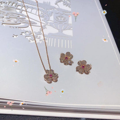 [Amore Jewelry]FRIVOLE ROSE GOLD FLOWER DIAMOND NECKLACE