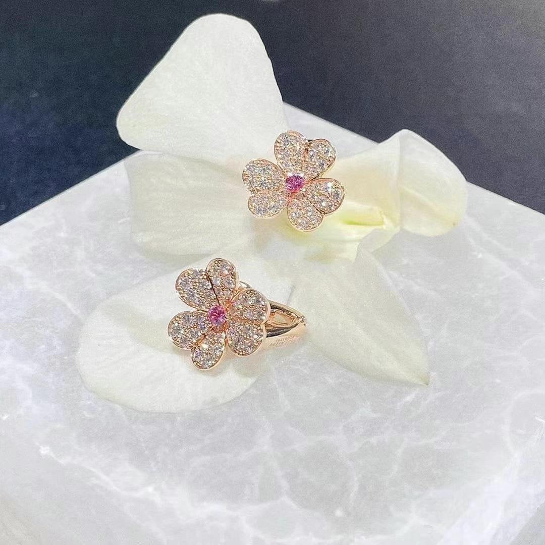 [Amore Jewelry]FRIVOLE PINK GOLD FLOWER DIAMOND EARRINGS