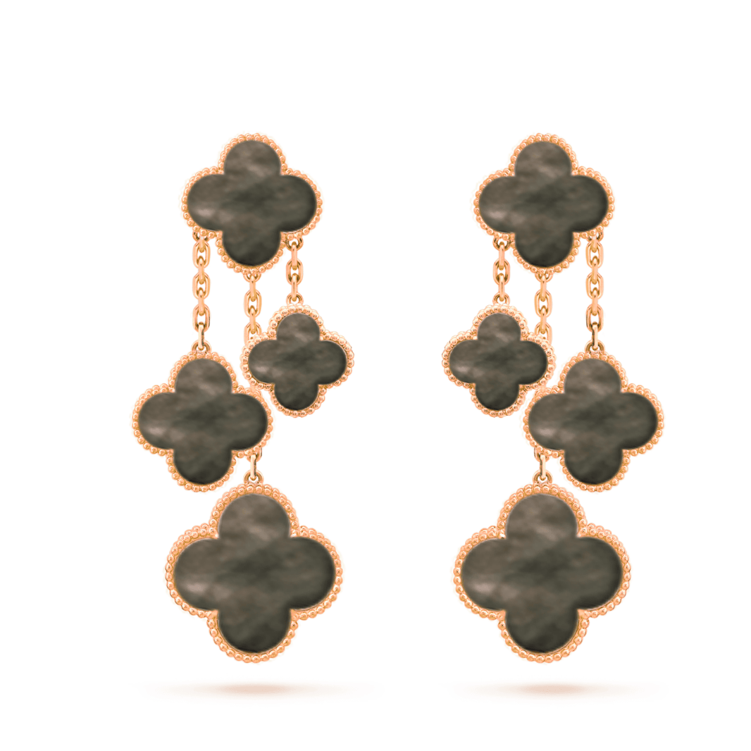 [Amore Jewelry]CLOVER EARRINGS DARK MOP 4 MOTIFS ROSE GOLD