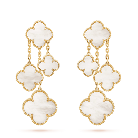[Amore Jewelry]CLOVER EARRINGS WHITE MOP 4 MOTIFS GOLD