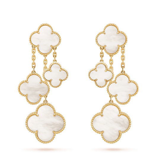 [Amore Jewelry]CLOVER EARRINGS WHITE MOP 4 MOTIFS GOLD