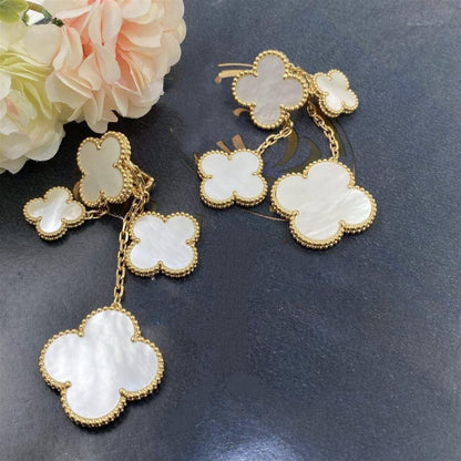 [Amore Jewelry]CLOVER EARRINGS WHITE MOP 4 MOTIFS GOLD
