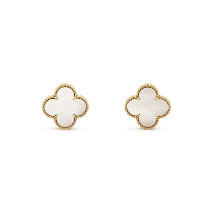 [Amore Jewelry]CLOVER MEDIUM 1 MOTIFS  WHITE MOP STUD EARRINGS