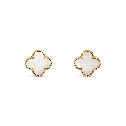 [Amore Jewelry]CLOVER MEDIUM 1 MOTIFS  WHITE MOP STUD EARRINGS