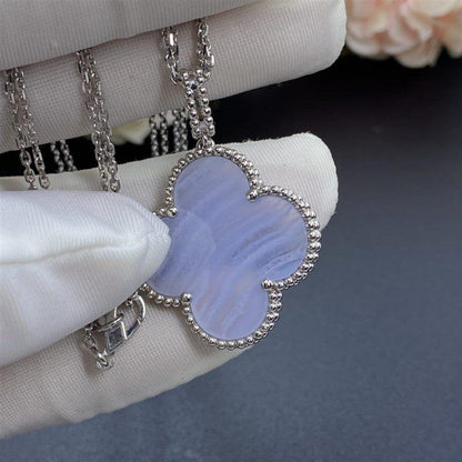 [Amore Jewelry]CLOVER SILVER CHALCEDONY BIG CLOVER NECKLACE