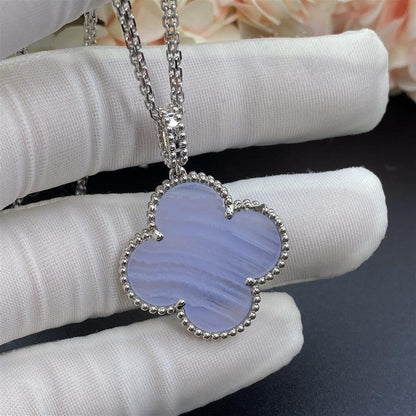 [Amore Jewelry]CLOVER SILVER CHALCEDONY BIG CLOVER NECKLACE