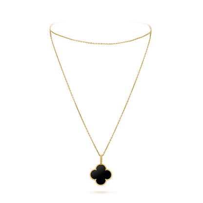 [Amore Jewelry]CLOVER 25MM GOLD ONYX BIG CLOVER NECKLACE