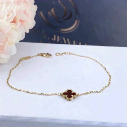 [Amore Jewelry]CLOVER  CARNELIAN SINGLE FLOWER BRACELET
