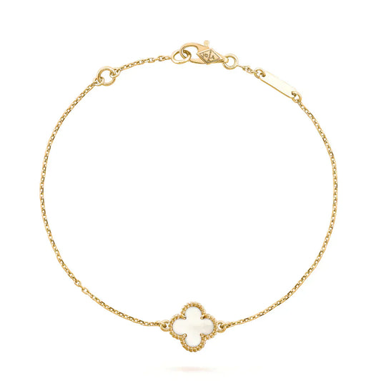 [Amore Jewelry]CLOVER WHITE MOP SINGLE FLOWER BRACELET