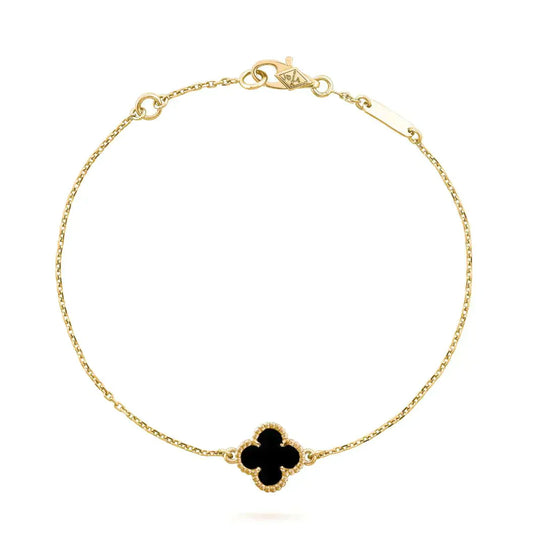[Amore Jewelry]CLOVER ONYX SINGLE FLOWER BRACELET