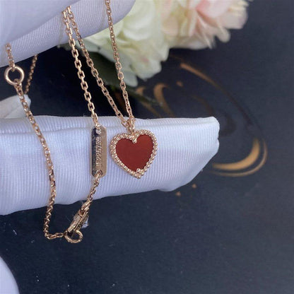 [Amore Jewelry]SWEET CLOVER CARNELIAN HEART NECKLACE