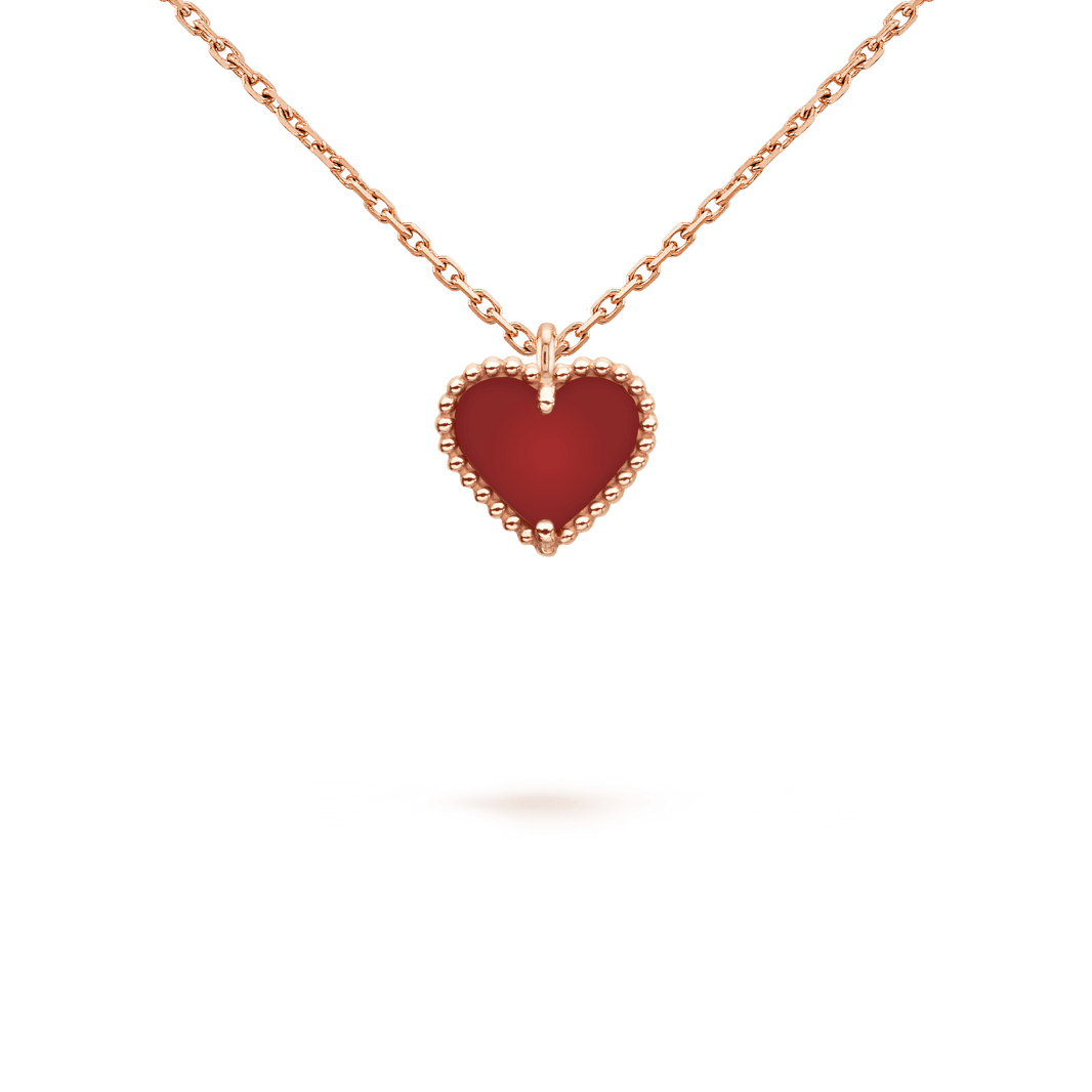 [Amore Jewelry]SWEET CLOVER CARNELIAN HEART NECKLACE
