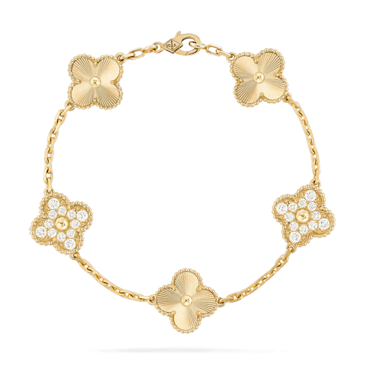 [Amore Jewelry]CLOVER BRACELET 5 MOTIFS GOLD DIAMOND
