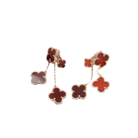 [Amore Jewelry]CLOVER EARRINGS CARNELIAN 4 MOTIFS PINK GOLD