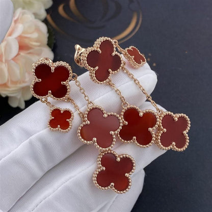 [Amore Jewelry]CLOVER EARRINGS CARNELIAN 4 MOTIFS PINK GOLD