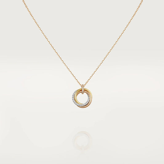 [Amore Jewelry]TRINITY NECKLACE SILVER GOLD PINK GOLD DIAMONDS