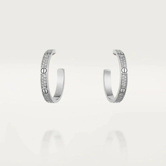 [Amore Jewelry]LOVE DIAMOND SILVER HOOP EARRINGS