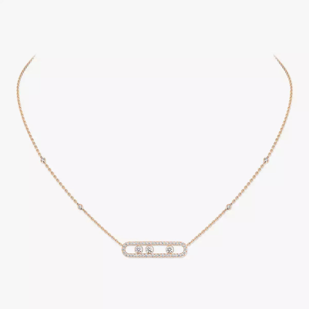 [Amore Jewelry] Move Pave_ Rose Gold Diamond Necklace
