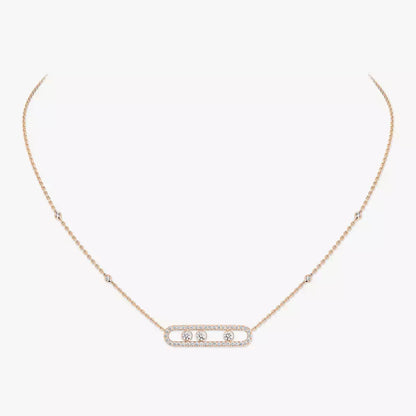 [Amore Jewelry] Move Pave_ Rose Gold Diamond Necklace