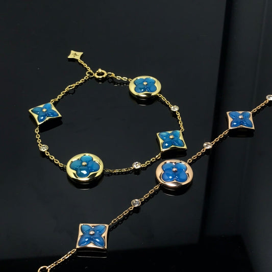 [Amore Jewelry]STAR AND SUN 4 MOTIF BLUE BRACELET