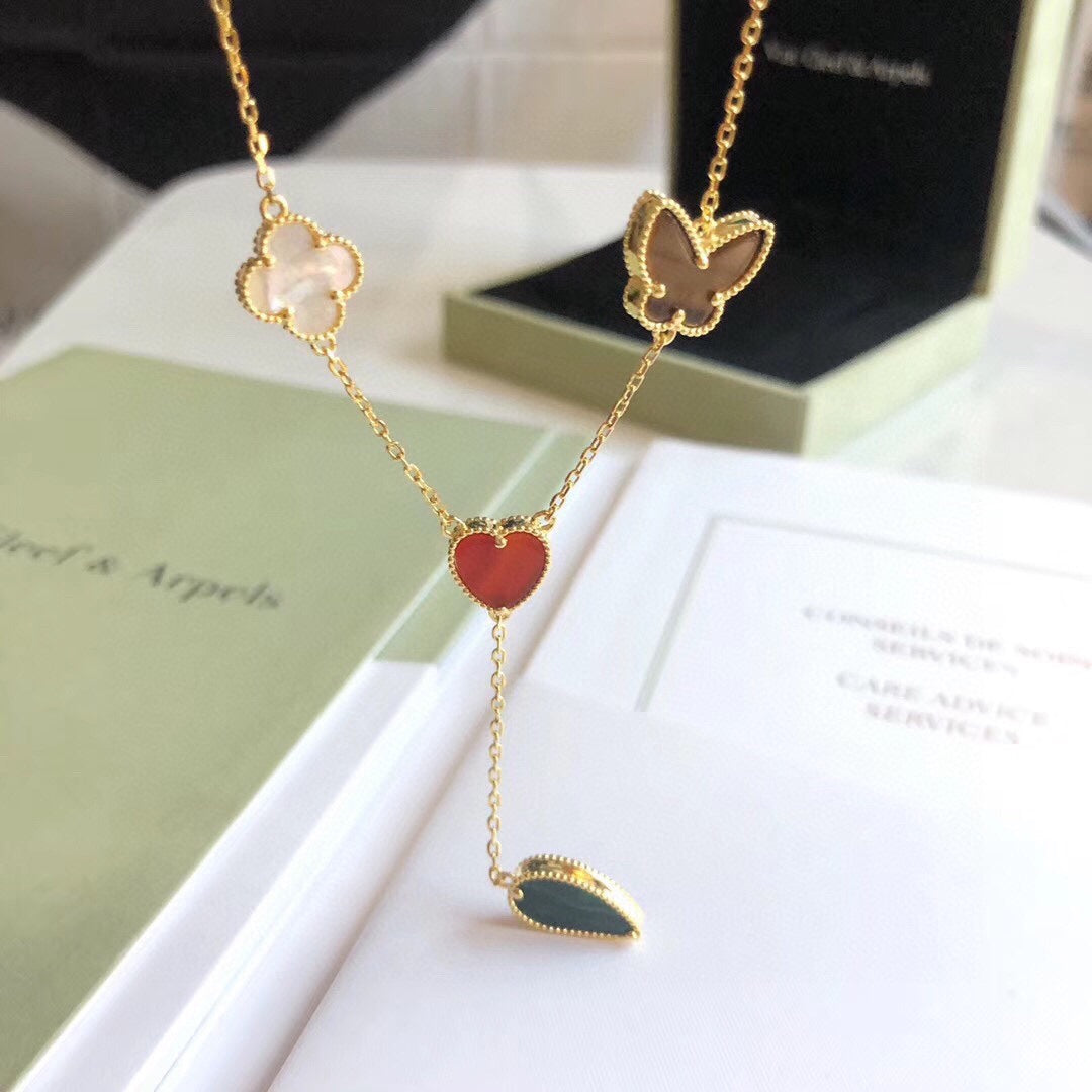 [Amore Jewelry]LUCKY SPRING 4 MOTIFS ROSE GOLD NECKLACE