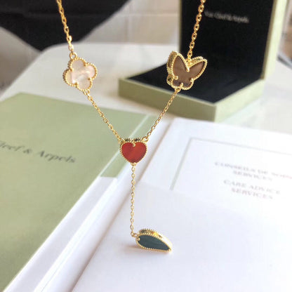 [Amore Jewelry]LUCKY SPRING 4 MOTIFS ROSE GOLD NECKLACE