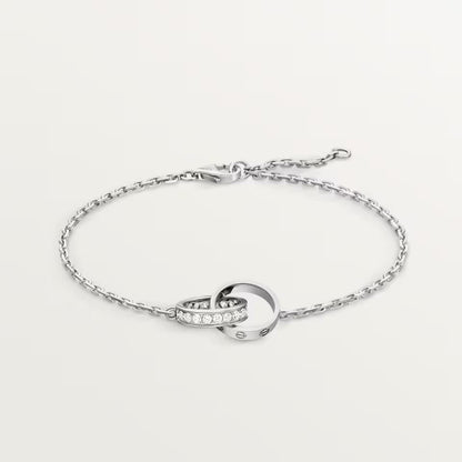 [Amore Jewelry]LOVE DOUBLE RING HALF DIAMOND BRACELET