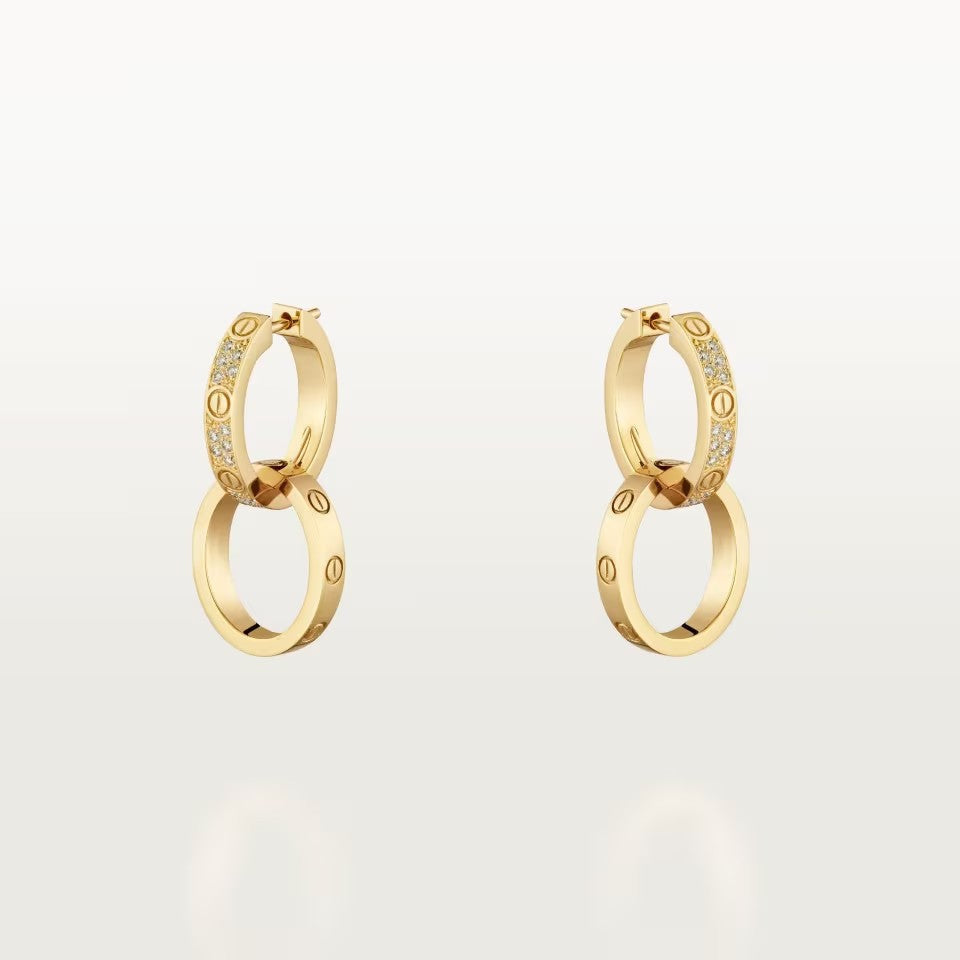 [Amore Jewelry]LOVE 3.3MM DANGLE HALF DIAMOND EARRINGS