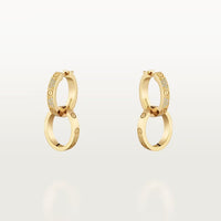 [Amore Jewelry]LOVE 3.3MM DANGLE HALF DIAMOND EARRINGS