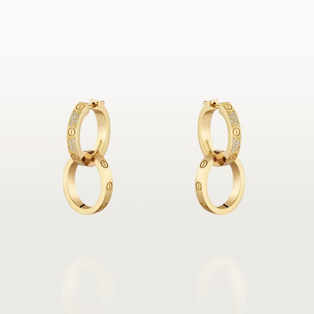 [Amore Jewelry]LOVE 3.3MM DANGLE HALF DIAMOND EARRINGS