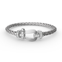 [Amore Jewelry]FORCE LARGE HORSESHOE HALF DIAMOND BRACELET SILVER