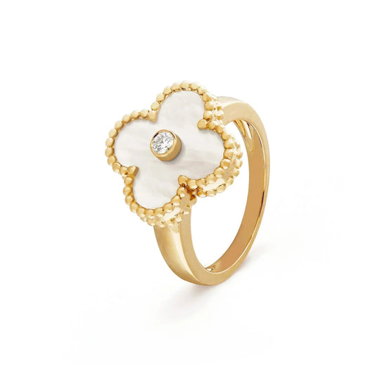[Amore Jewelry]CLOVER PINK MOP RING GOLD DIAMOND